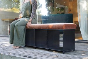 Architectural Steel & Mohair Benches