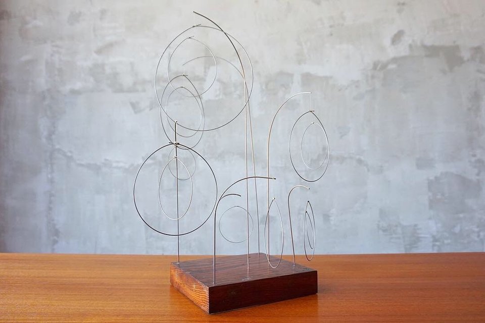 Vintage Wire & Redwood Sculpture