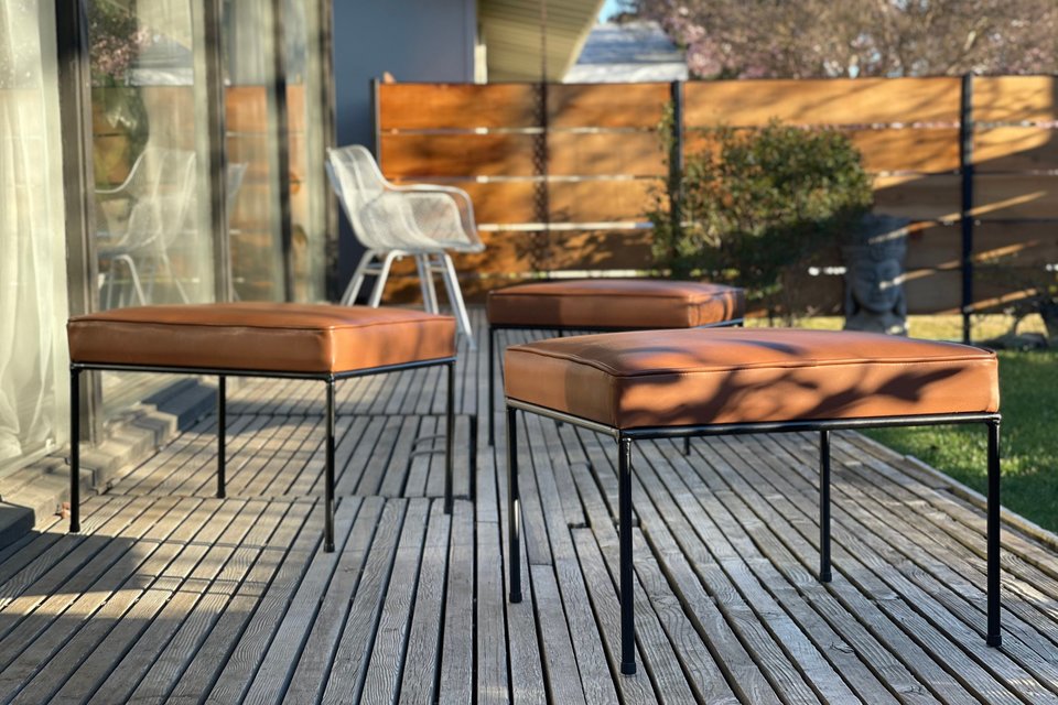 Iron & Leather Stools/Ottomans