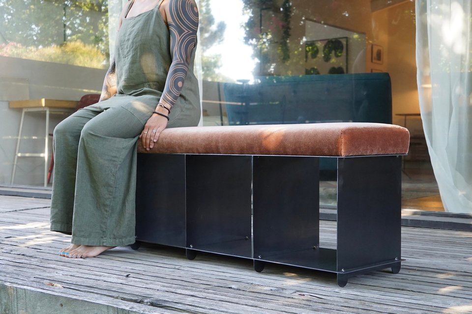 Architectural Steel & Mohair Benches