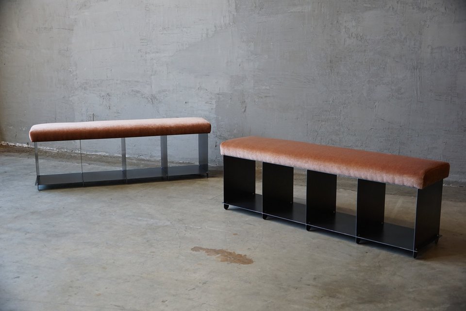 Architectural Steel & Mohair Benches