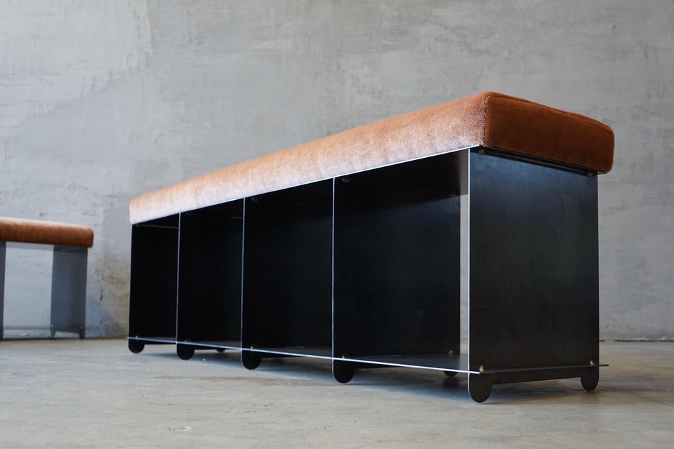 Architectural Steel & Mohair Benches