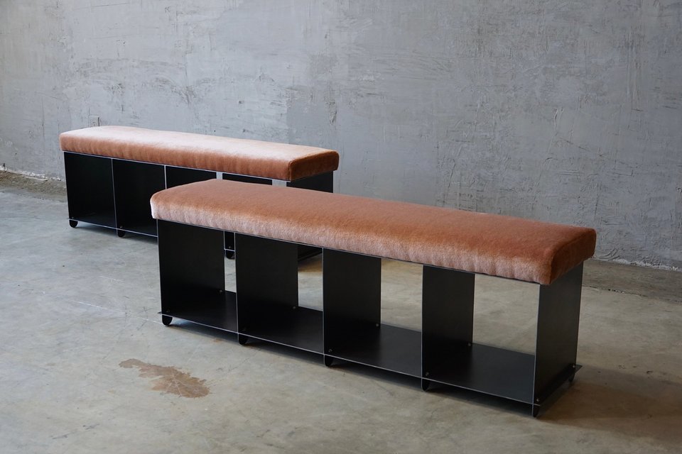 Architectural Steel & Mohair Benches